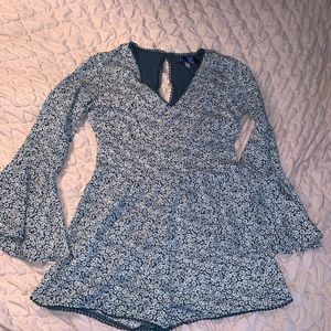 Turquoise blue long sleeved romper